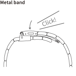 A figure of metal band with buckle fastened