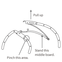 A figure of metal band to pull down an adjuster